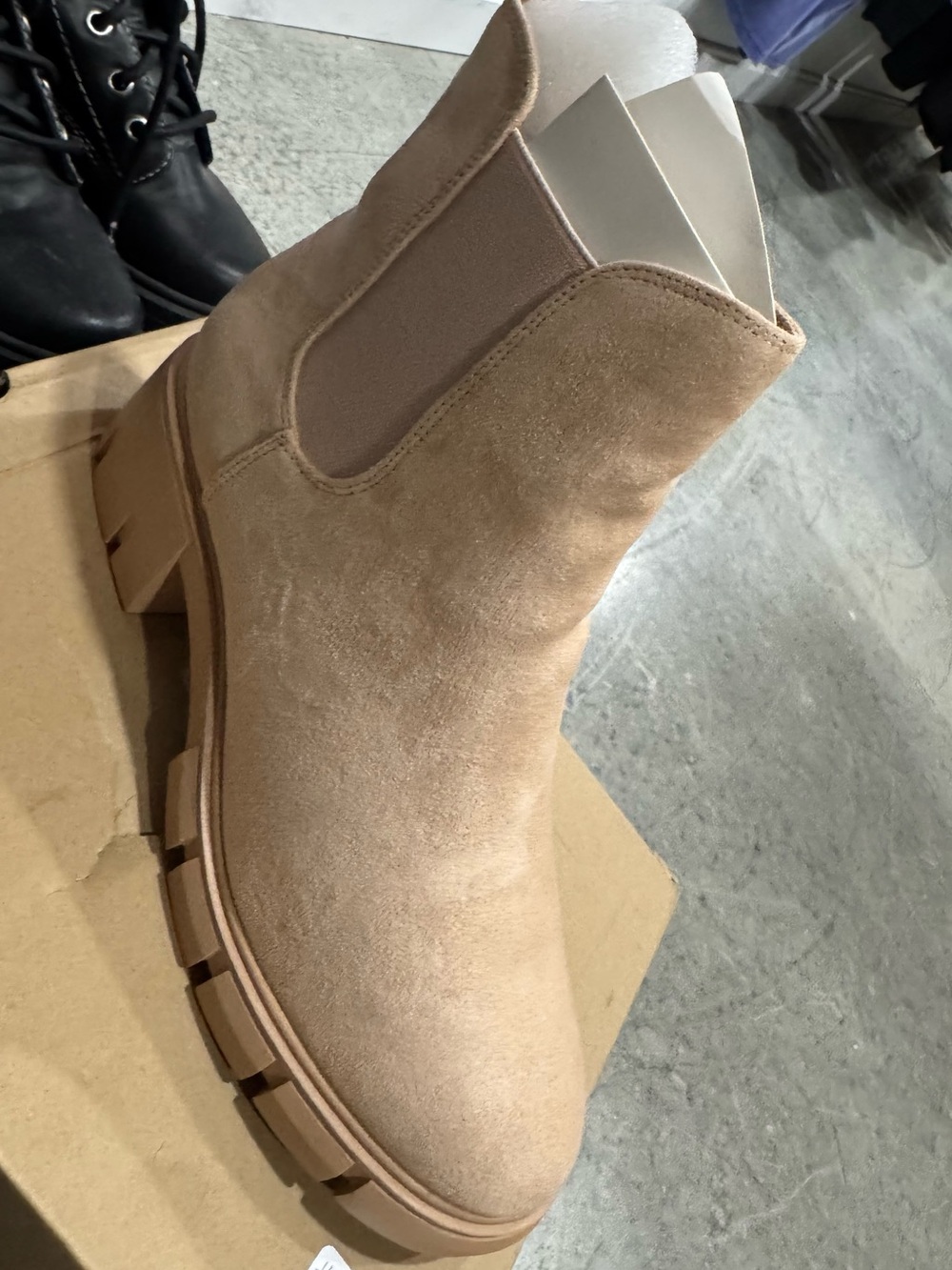 Suede Chelsea Lug Boot - Tan